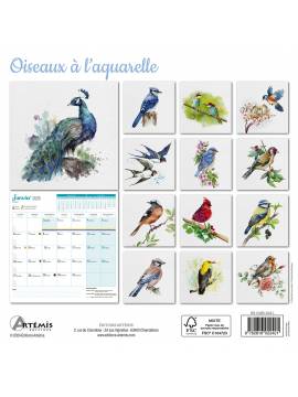 CALENDRIER OISEAUX A L'AQUARELLE 2025